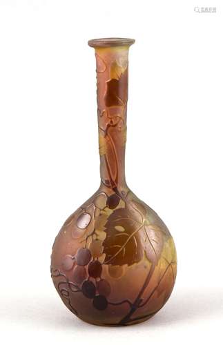 Vase, France, around 1900, Emile Gallé, Nancy, oval base, bulgy body, slend