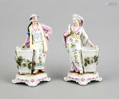 Pair of ornamental vases, mark elbow, Bohemia, c. 1900, pair of figures nex