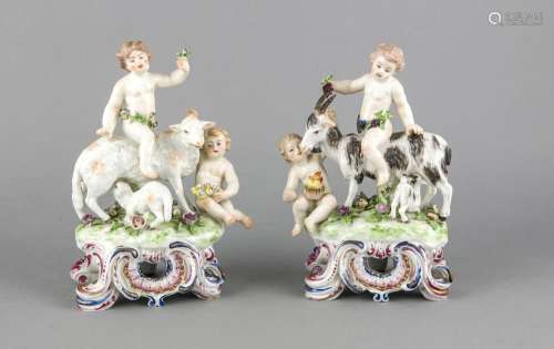 Pair of riding putti figures, England, 19th / 20th century, Chelsea ?, putt