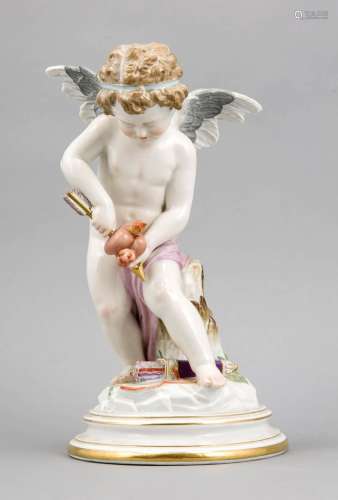 Large figure, Meissen, Knauf swords mark about 1880, 1st quality, Cupid wit