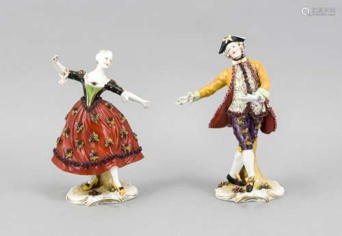 Rococo couple, Thuringia, 20th cent., Elegant couple in dance step, on roca