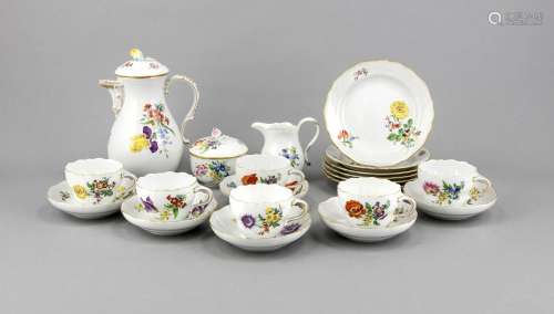 Coffee service, Meissen, stamps after 1950, 1st quality, form New Cut, poly
