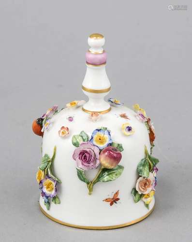 Bell, Meissen, brand 1850-1924, 1st choice, Outer wall set with plastic flo