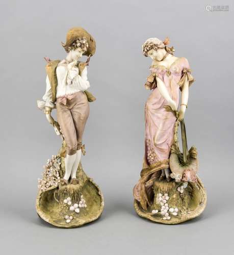 A pair of Art Nouveau figures, turn near Teplice, Bohemia, around 1900, Ern