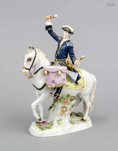 Figure, Meissen, 20th century, 1st choice, drummer on Lipizzan, richly pain