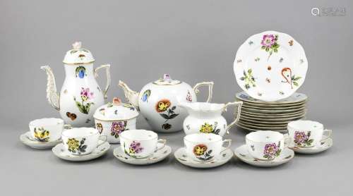 Coffee / tea set for 12 persons, 40 pcs., Herend, mark after 1967, Ozier sh
