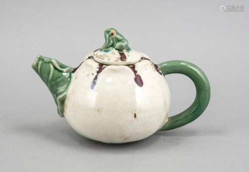 Teapot, Japan, 20th century, bulbous teapot, with vegetal forms, spout as r