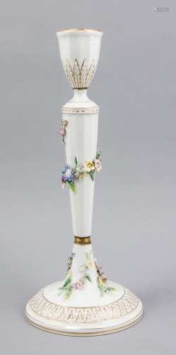 Candlestick, Potschappel, Dresden, 20th cent., On a round base rising flute