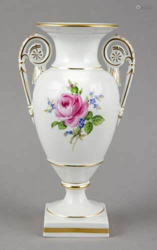 Vase mit Schneckenhenkeln, Meissen, nach 1970, 1. Wahl, Ziervergoldung, Gol