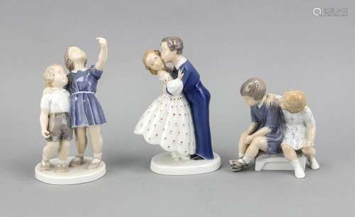 Three pairs of children, Bing & Grondahl, marks before 1970, 1st quality, T