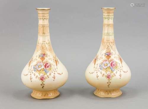 Pair of Art Nouveau vases, Stoke-on-Trent, England, 20th century, ceramic,