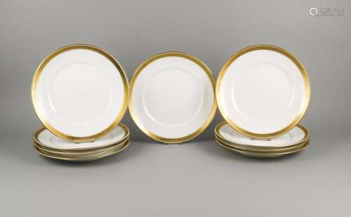 Nine Large Dinner Plates, Royal Copenhagen, Denmark, around 1950, model no.