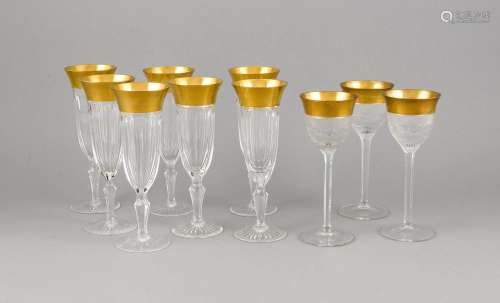 Seven champagne glasses, mid-20th century, presumably Harrach'sche Glashütt