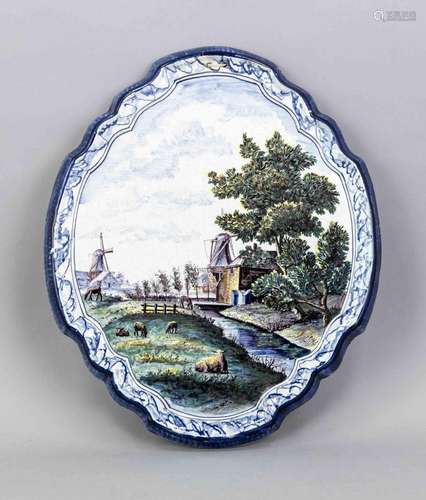 Wall plaque, Delftware faience, Holland, 19th century, underglaze blue mark