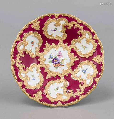 Plates, Meissen, after 1950, 1st choice, polychrome flower painting seven c
