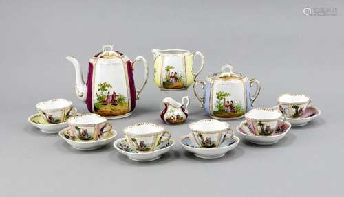 Coffee service for 6 persons, 16-piece, w. Thuringia, 20th cent., Decoratio