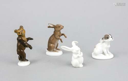 Four animal figures, Rosenthal, 1920-30s, standing bear, model no. 1978, H.