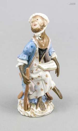 Monkey as a singer, Meissen, stamp after 1934, 1st quality, Figure from the