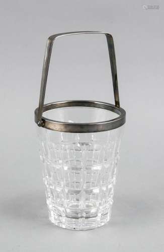 Ice cube vessel with silver mounting, German, 20th cent., hallmarked Gayer