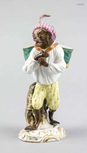 Drummer from the monkey band, Meissen, brand 1850-1924, 1st choice, design