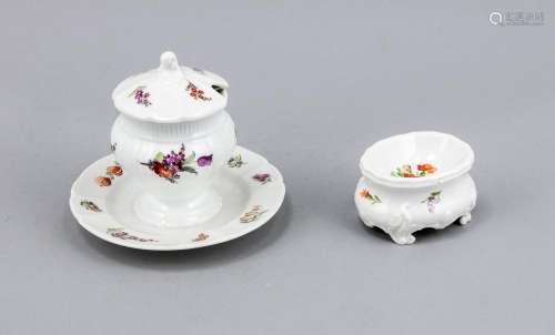 Two pieces, Nymphenburg, matk 1925-75, from the service Cumberland, polychr