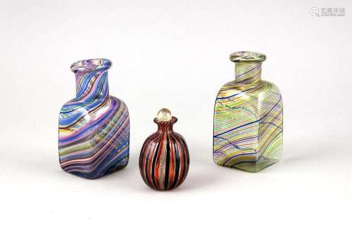 Three vases presumably Murano, 1920s, 2 with angular shape, 1 ovoid, clear