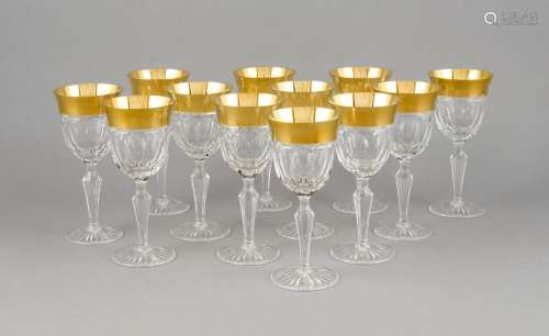 Twelve wine glasses, mid-20th century, presumably Harrach'sche Glashütte, r