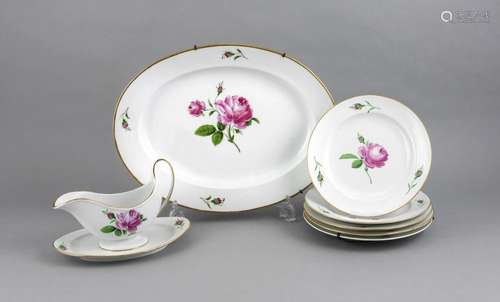 Service, meissen, 18th/19th cent., polychrom painted, Goldrim rubbed off, D