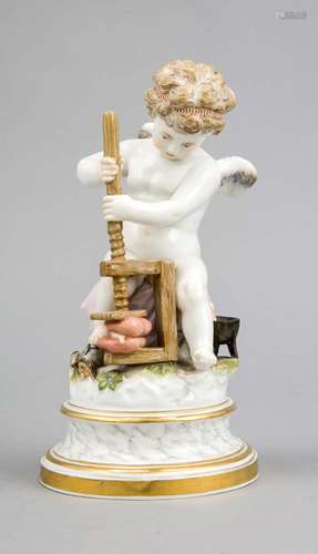 Figurine, Meissen, Knaufschwerter, around 1880, Cupid and two hearts in a v