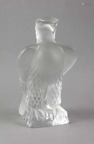 Eagle, France, 2nd half of the 20th century, Lalique, sitting on rock base,