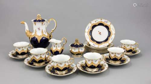Pompous Coffee service for persons, 21-pieces, Meissen, marks after 1950,