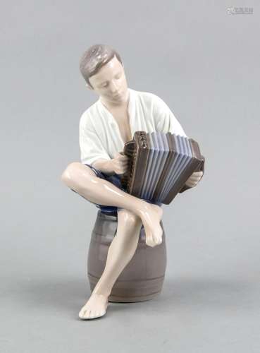 Young boy with accordion, Bing & Grondahl, Denmark, mark 1950-70, 1st quali