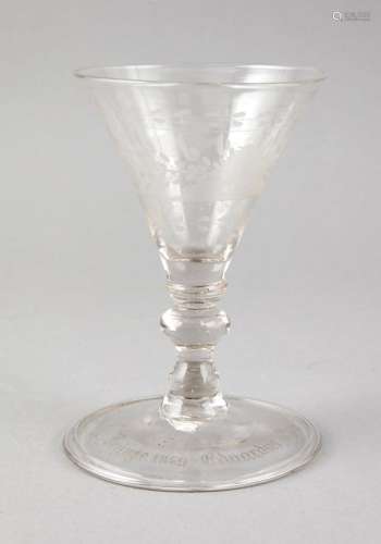 Cup, presumably Netherlands, 18th century, round base, baluster shaft, funn