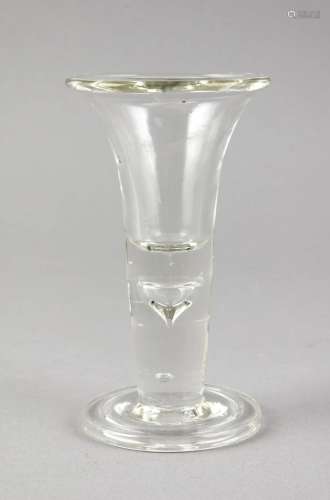 Schnapps glass, 19th century, round base, with widening wall, clear glass w