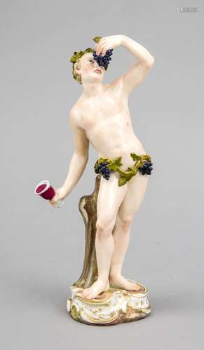 Figure Meissen, Knaufschwerter about 1890, 2nd quality, Bacchant with grape