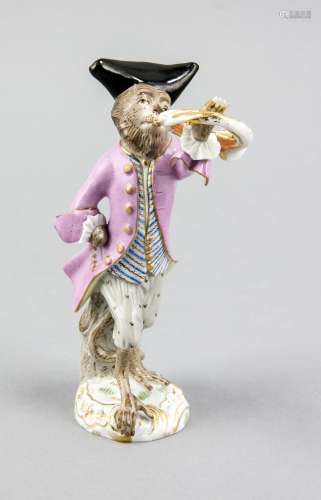 French horn player from the monkey band, Meissen, brand 1850-1924, 1st choi