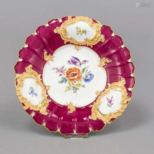 Plates, Meissen, after 1950, 1st choice, polychrome flower painting in the