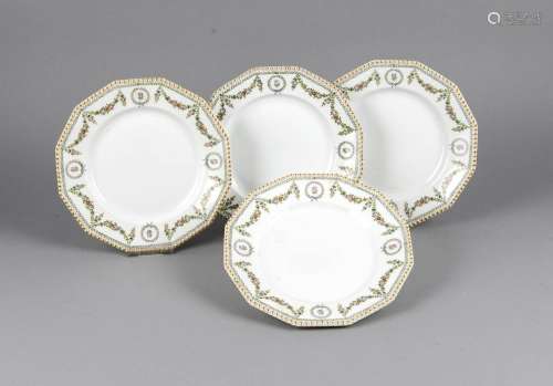 Four breakfast plates, Nymphenburg, brand 1925-75, form Pearl, model by Dom