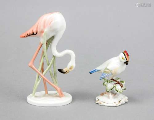 Flamingo and bird, Rosenthal, flamingo with head down , brand after 1975, d