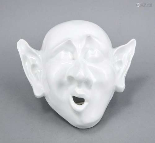 Mask gargoyle, Kati Zorn porcelain manufactory, Cursdorf. White porcelain,