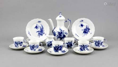 Mocha service Blue Flower, 19 pcs., Royal Copenhagen, Denmark, marks 1970-2