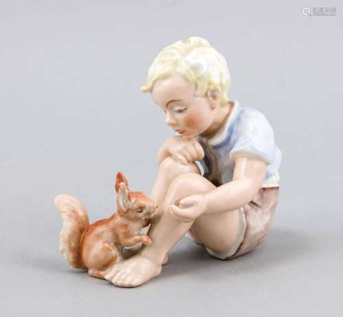 Boy with squirrel, Rosenthal, art department Selb, designed by Lore Friedri