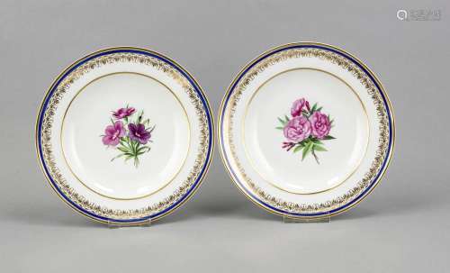 Two plates, KPM Berlin, mark 1837-1844, first quality, painter's mark, form