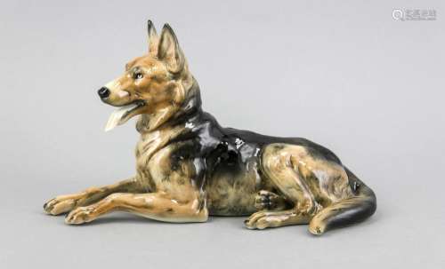 Lying German Shepherd Dog, Ens, Volkstedt, Thuringia, 20th century, mill ma