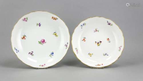 Two large bowls, Meissen, marks 1850-1924 and 1924-34, 1st quality, form Ne