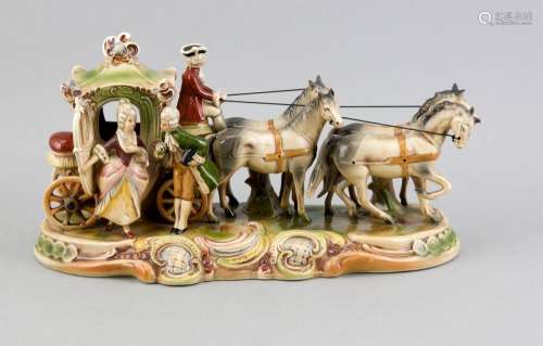 Carriage with four horses, Gräfenthal, Thuringia, 20th century, elegant lad