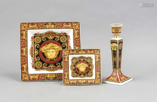 Three decorative pieces, Rosenthal, Studio-Line, late 20th century, polychr