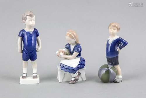 Three children figures, Bing & Grondahl, Copenhagen, marks before 1970, Sit