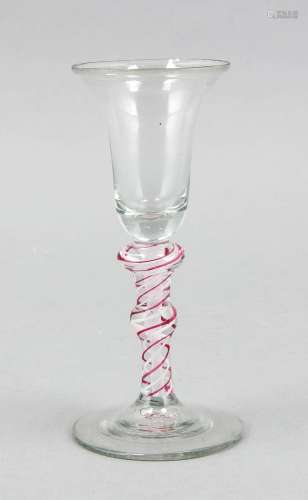 Schnapps glass, 19th cent., disc base, top with conically widening with ben