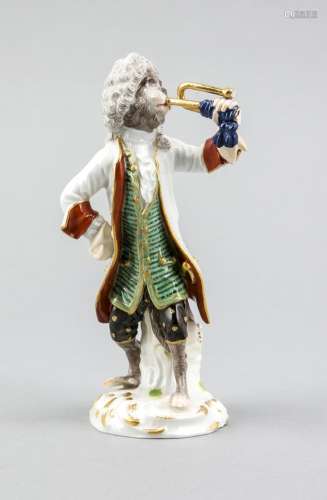 Trumpetspieler from the monkey band, Meissen, mark 1850-1924, 1st choice, d